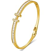 Jsuospmy Gold Bracelets for Women, 18K Gold Plated Women H Bracelet, Dainty Non-Tarnish Silver Bangle Bracelet Stack Love Gifts Jewelry for Women
