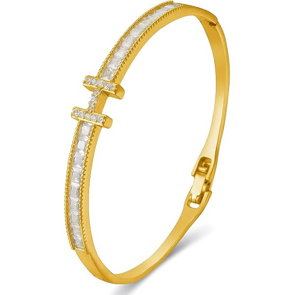 Charm-In 14K Gold Plated Brass Bangle Bracelet, Women's - SHEIN A Charm-In 14K Gold Plated Brass Bangle Bracelet, Women's - SHEIN A