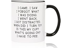 Shqiueos Funny 70th Birthday Gifts for Women Men Mug 11oz, 70 Year Old Birthday Gifts for Her Him, Happy 70th Bday Gift Idea 