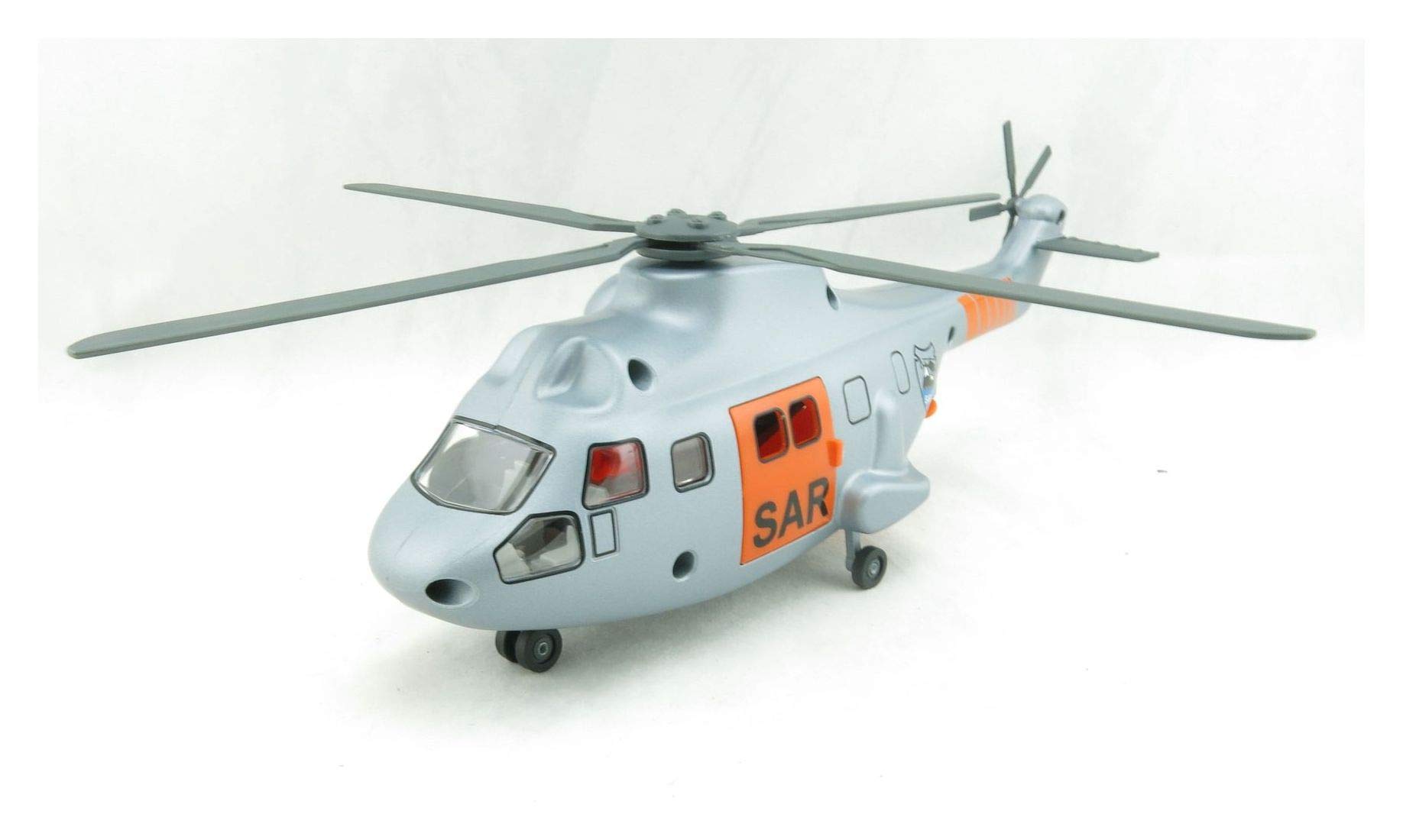 siku 2527, SAR Transport Helicopter, 1:50, Metal,Plastic, Silver, Incl. stretcher and toy figure for rescue, Automatically retractable cable winch