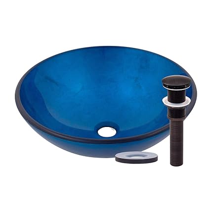 Miseno Mno 6348 Circular 16 1 2 Tempered Glass Vessel Bathroom Sink Chrome