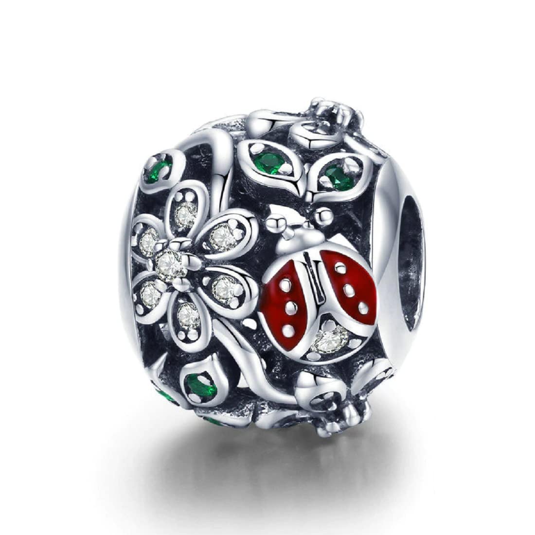 FeatherWish Sterling Silver 925 Charm Ladybird Flower Daisy Tree Insect Animal Bead Fits And Compatible With Pandora Charm Bracelets Gift For Women Mum Sister Wife Friend