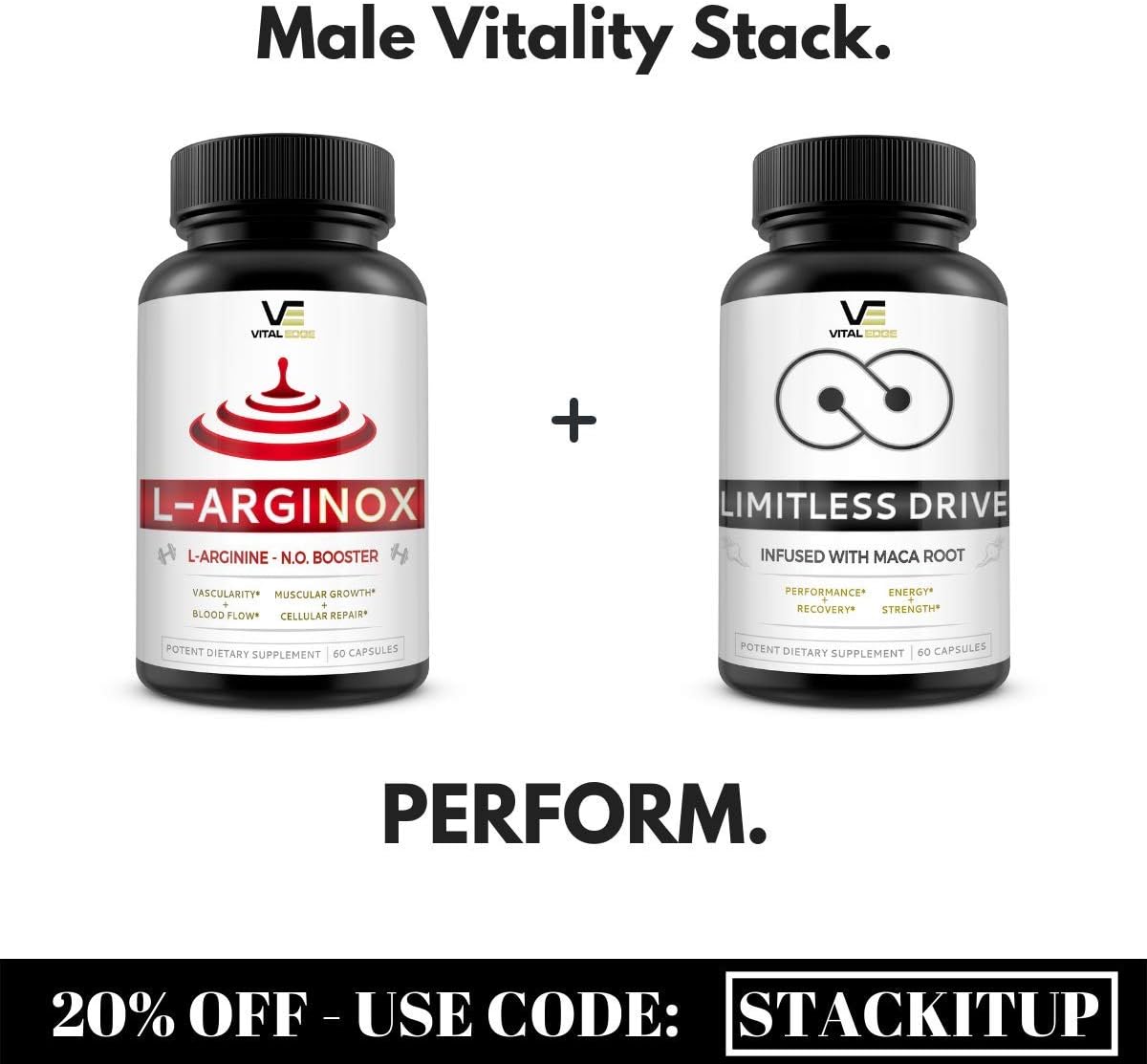 Limitless Drive - Active Male Optimization - Natural Energy Support Complex for Men | Improve Energy and Athletic Performance Pills Increase Herbal Supplement w/ Maca, L-Arginine and Ginseng: Health & Personal Care