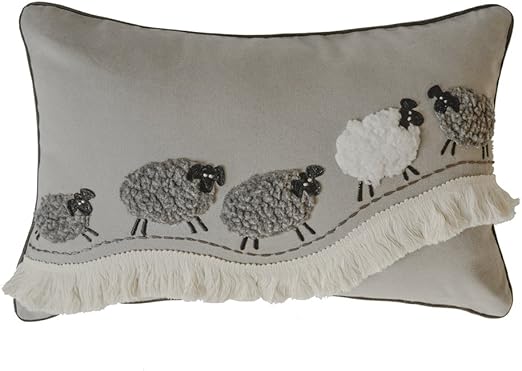 Amazon Com Jwh Sheep Applique Accent Pillow Case Cashmere Cushion