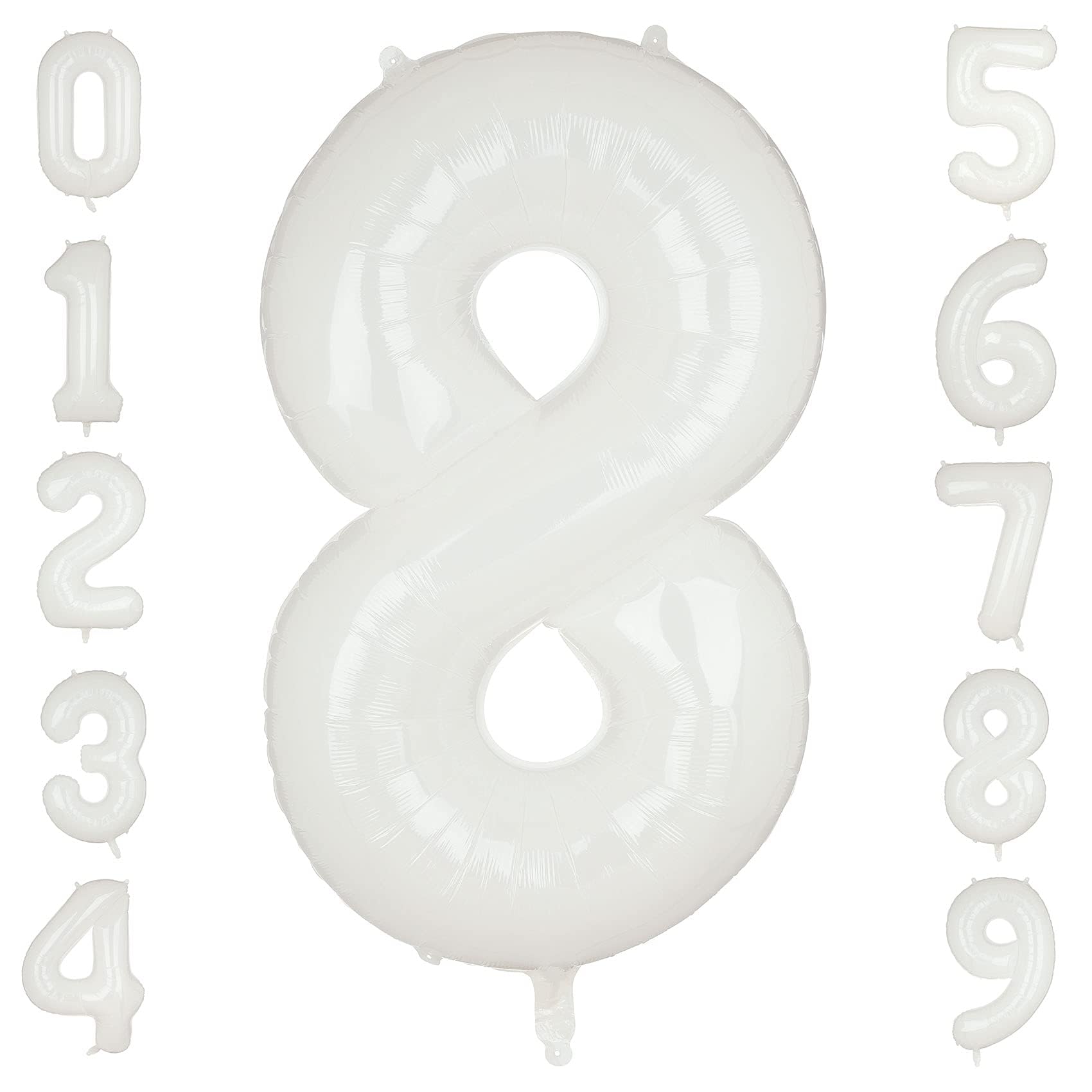 Large Foil Number 8 Balloons White Big Mylar Helium Balloon Birthdays Party Decorations Supplies 40 Inch