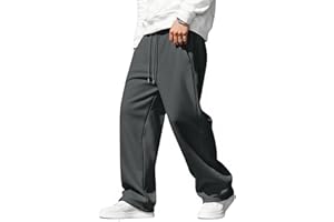 JMIERR Mens Baggy Sweatpants Drawstring Stretch Loose Fit Wide Leg Sweat Pants with Pockets