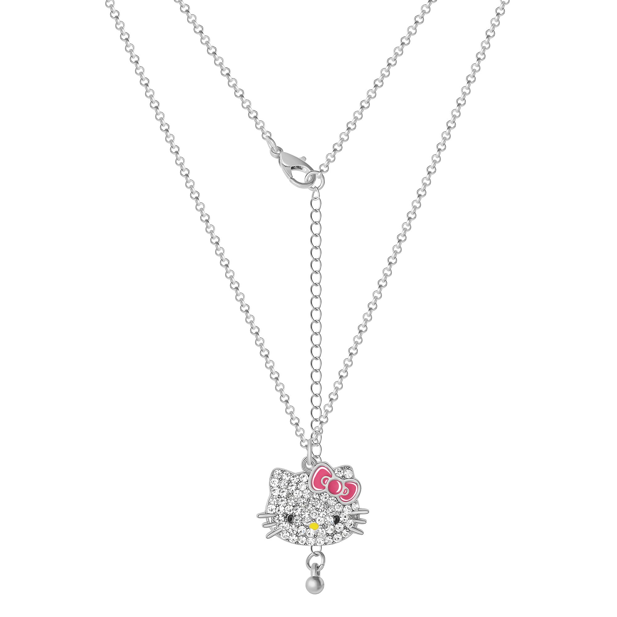 Hello Kitty Sanrio Pave Crystal Pendant Necklace for Women Official License, 16
