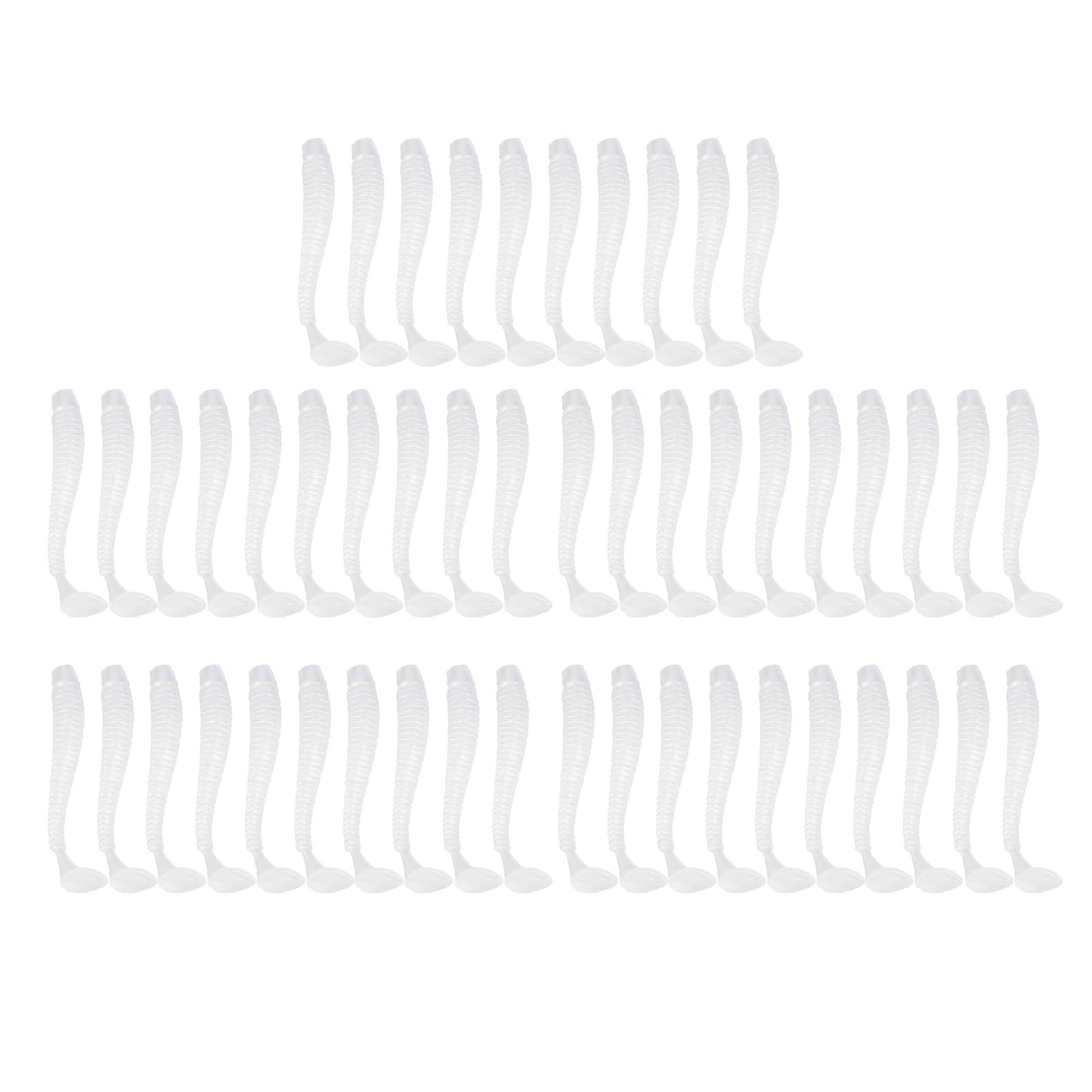 Soft Fishing Lures Set - 50pcs Plastic Worm T Tail Grub Baits, 5cm White Pearl, 9 Colors - Fish Tackle Accessory