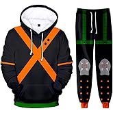 IOONCHI Bakugou Hoodie Cosplay Costume Katsuki Jacket Pullover 3D Printed Sweatshirt Sweatpants Outfit Halloween Coat
