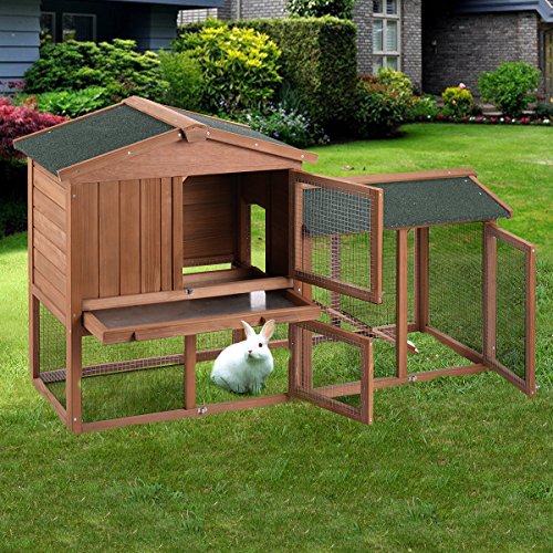 Tangkula Chicken Coop, Wooden Large Outdoor Poultry Cage ...