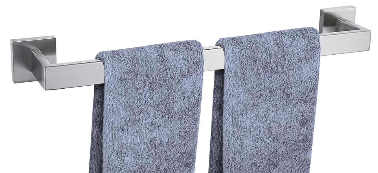 Photo 1 of 20 Inch Towel Bar for Bathrooms 12/16/20/24/28/32/36 Inch Stainless Steel 304 Brushed Nickel Towel Holder Modern Square Towel Rod Rustproof Wall Mount (1, Brushed Nickel, 20 Inch)