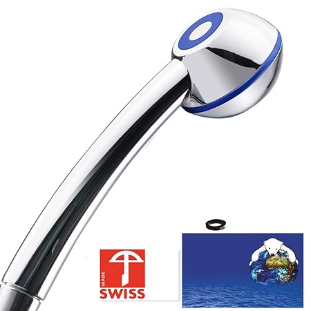 Handbrause SwissClima BLUE WOW! geeignet für Durchlauferhitzer und Duschende, die unter tiefem Wasserdruck leiden: kräftiger 