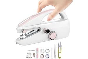 SNOWVOICE Handheld Sewing Machine,Two dear,Mini sewing machine,Easy to Use and Fast Stitch Suitable for Clothes,Fabrics, DIY Home Travel Electric Handheld Sewing Machine for Beginners(Pink)