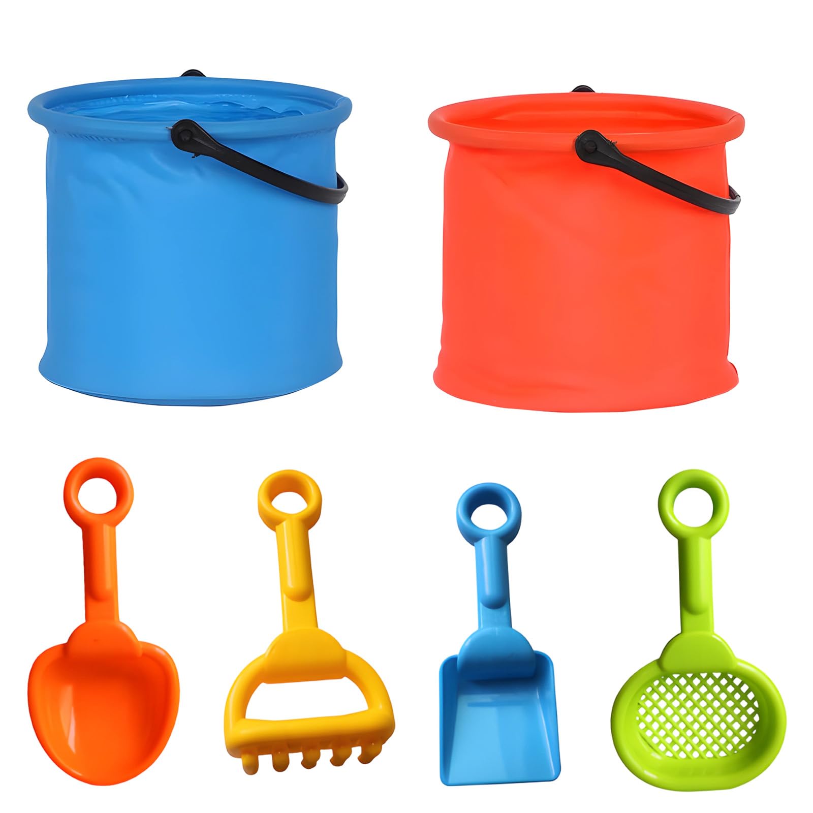YFHUVB Bucket and Spade Beach Set Kids, 6-Piece Beach Toys Collection with Play Sand for Kids, Sand Toys for Outdoor Activities, Durable Bucket and Spade Set for Children's Beach Play
