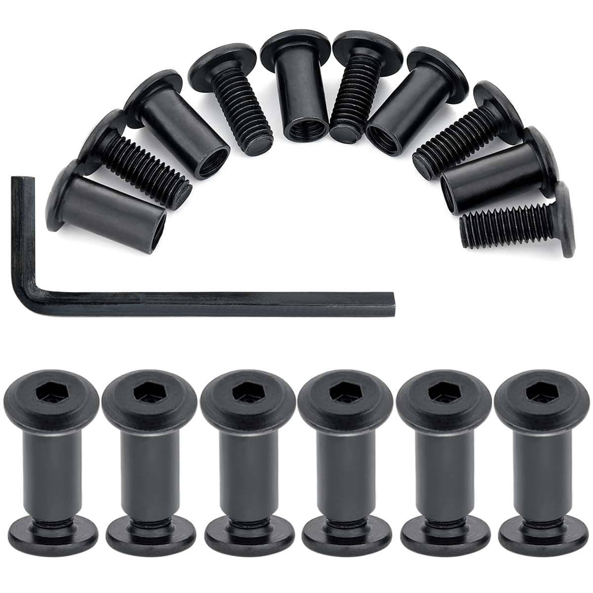 Xrfoiniu 50Pcs Black M8x20mm Furniture Bolts