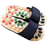 EXCEART Massage Slippers with Acupressure Stones for Foot Pain Relief Non-Slip Reflexology Foot Massager Slides Comfortable Pu and Eva Material Size 10.5 Us Ideal for Home Relaxation