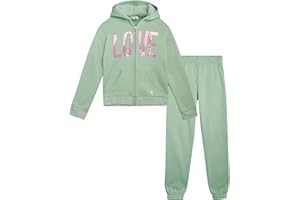 RBX Girls Sweatsuit - 2 Piece Soft Fleece Breathable Zip Up Hoodie and Jogger Pants - Athletic Girls Athletic Sets (7-12)