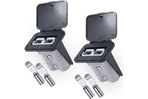 Ambuker 175 Amp Anderson Plug Connector Battery Quick Connect/Disconnect Connector Kit Mounting Panel with Cover for Automobiles Winches Lifts Motors(Gray 2pcs)