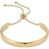 Yowivon Dainty 14K Gold Plated Bracelets for Women, Adjustable Slider Cuff Bangle Bracelets, Gold Curved Bar Hammered Bangle, Cubic Zirconia Tennis Bracelet Set, Trendy Jewelry Gifts for Her