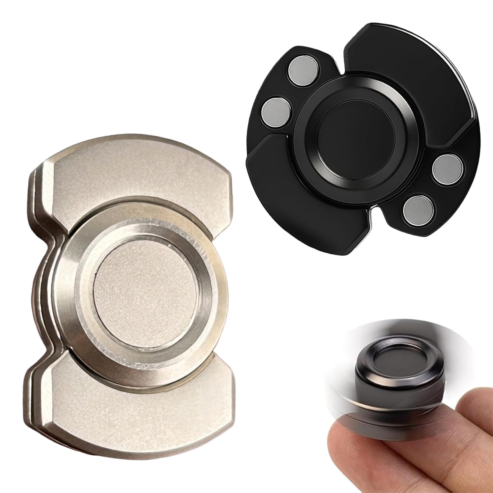 RenSton 3-in-1 Alloy Fidget Toys, High-Speed Rotation, Silent Magnetic, Compact & Portable, Relieve Stress, Improve Concentration, Adhd Toys for Offices Bedrooms Classrooms 2 Pcs