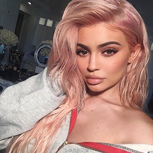 Worldflying Long Wavy Lace Front Wig Rose Gold Color Synthetic Wig Heat Resistant Fashion Hair Wigs