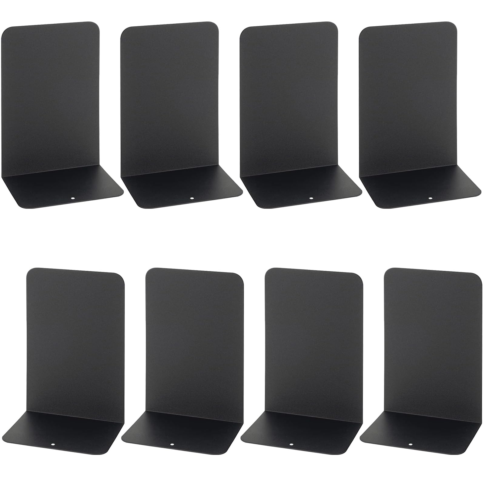 8Pcs Book Ends - Black Decorative Metal Bookends, Heavy Duty Book Ends for Shelves, Book Holder with Non-Slip Rubber Pad, Book Divider Stopper Organiser Desktop Shelves for Home,Office,Library, School