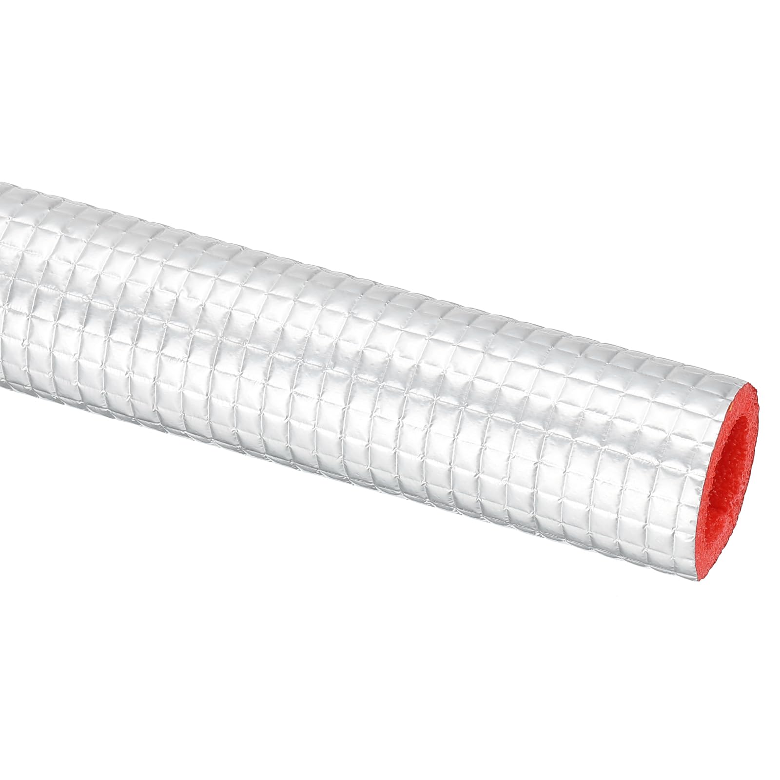 PATIKIL 6.6Ft Pipe Insulation Foam Tubing, 13/16"(20mm) ID 1-1/4"(32mm) OD Heat Preservation Foam Tube Cover Wrap with Aluminum Foil for AC Unit Air Conditioner Water Pipe, Silver Red