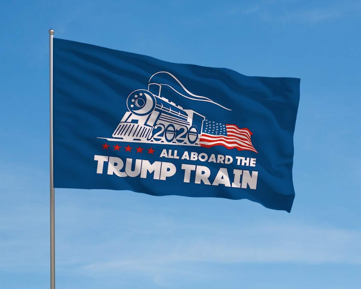 Kaiyuan Dynasty Trump Flag Train Donald Trump Flags Support for President 2020 Banner - All Aboard The Trump Train 3 x 5 feet with Two Brass Grommets : Garden & Outdoor