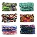 Toes Home 6PCS Outdoor Magic Headband Elastic Seamless Bandana Scarf UV Resistence Sport Headwear Boho Series for Yoga Hiking Riding Motorcycling