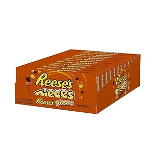 REESE'S PIECES Candy, Peanut Butter Candy in a Crunchy Shell, 4.0 Ounce Box (Pack of 12)