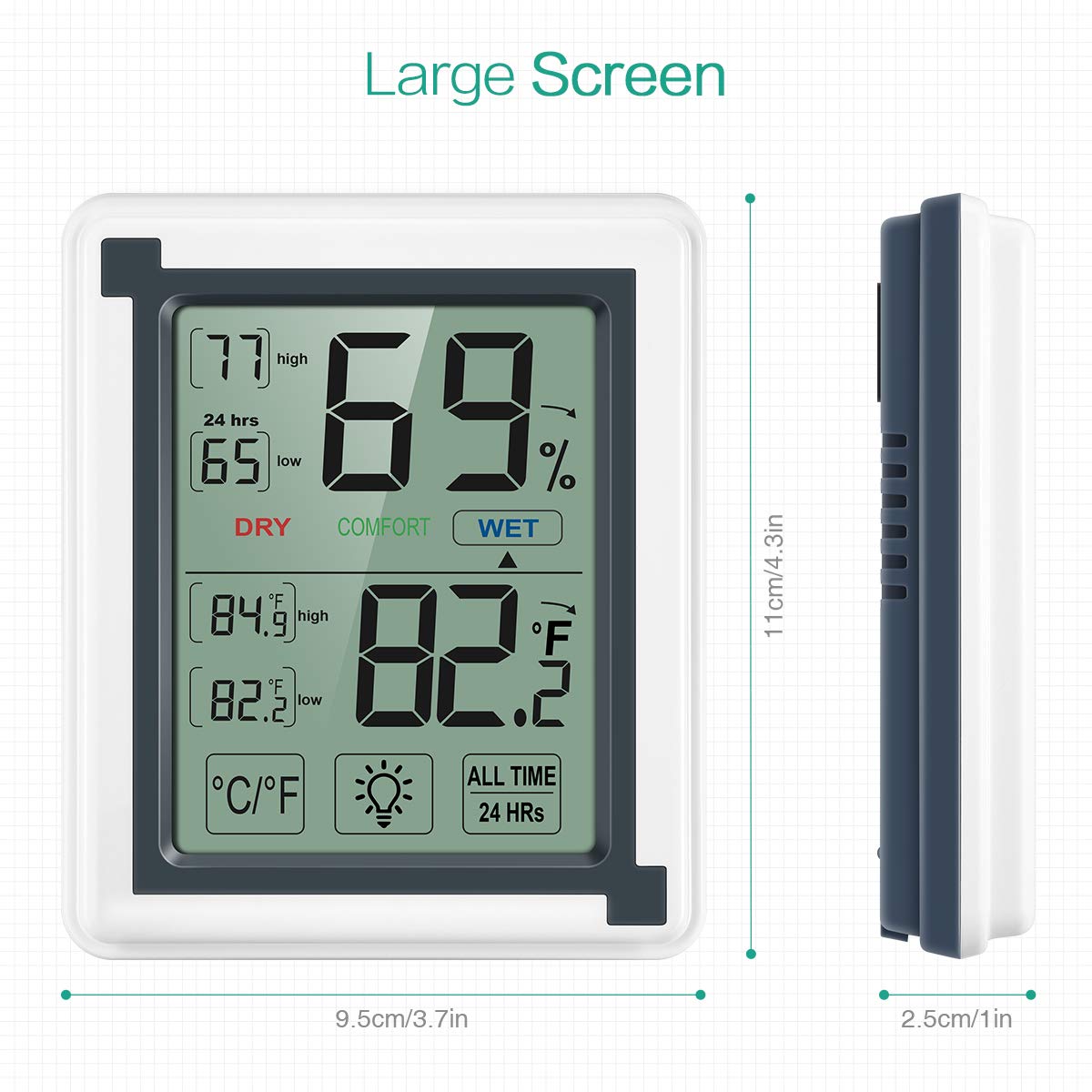 Thermomètre Hygromètre Numérique LCD - Moniteur Humidité/température Pour Maison, Serre