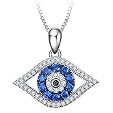 PEIMKO Evil Eye Pendant Necklace 925 Sterling Silver Greek Protection Jewelry for Women