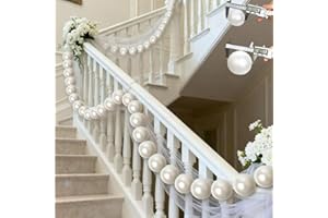 Large Pearl Garland Staircase Decorations, DIY 10pcs White Bead Faux Pearls for Stairway Home Wedding Xmas Tree Wreath Party 