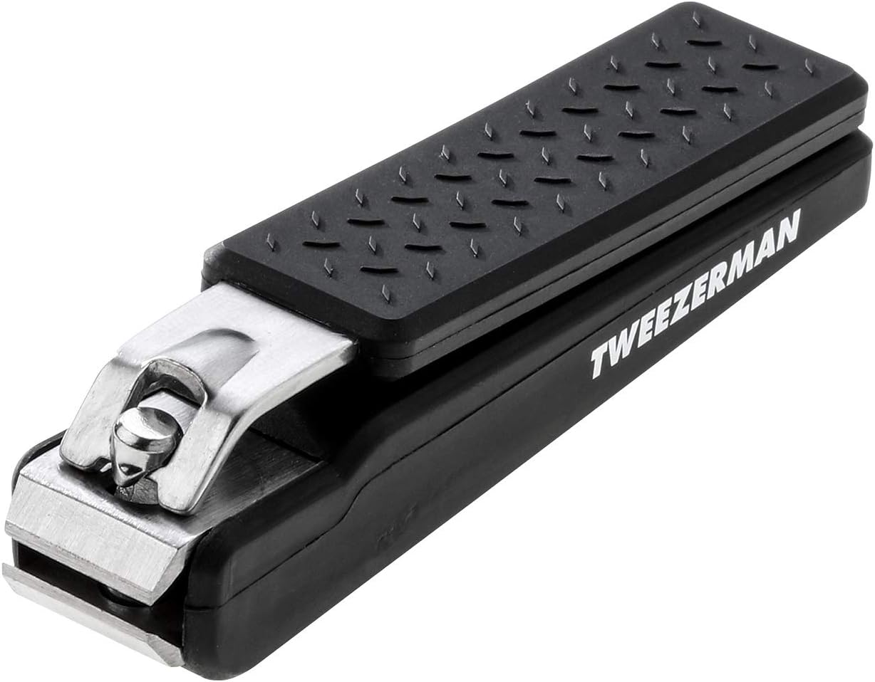 Tweezerman Heavy Duty Precision Grip Toenail Clipper with Nail Catcher (Pack of 1), Black