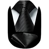 HISDERN Mens Ties Striped Ties for Men Formal Tie and Pocket Square Set Necktie for Wedding Business Graduation