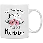 QASHWEY Nonna Coffee Mug, Nonna Gifts for Grandma, NonnaGifts from Grandkids, Grandma Coffee Mug, Mothers Day Mug Tea Cup Gifts for Nanny, My Favorite People Call Me NonnaCoffee Cups Ceramic 11oz