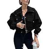 YIGAMA Womens Cropped Bomber Jacket Zip Up Lightweight Utility Anorak Coat with Pockets Women Fall Trendy Jackets