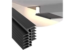 DGLILUAN Plaster in LED Aluminum Channel Z Shape 3.3 FT/1 Meter Trim Edge Drywall Shadow Light Channel with Milky Diffuser, Recessed Baseboard LED Profile for Plaster Gypsum Drywall (Black, 6 Pack)