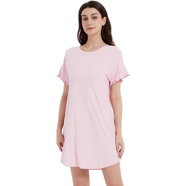 WiWi Nightgowns For Women Soft Short Sleeve Gowns Sleepwear