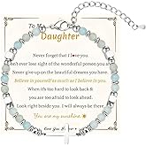 to My Daughter Bracelet from Mom Dad Christian Cross Natural Stone Healing Gold Knot Silver Heart Rhinestone charm Dainty Jewelry Daughter Gifts for Birthday