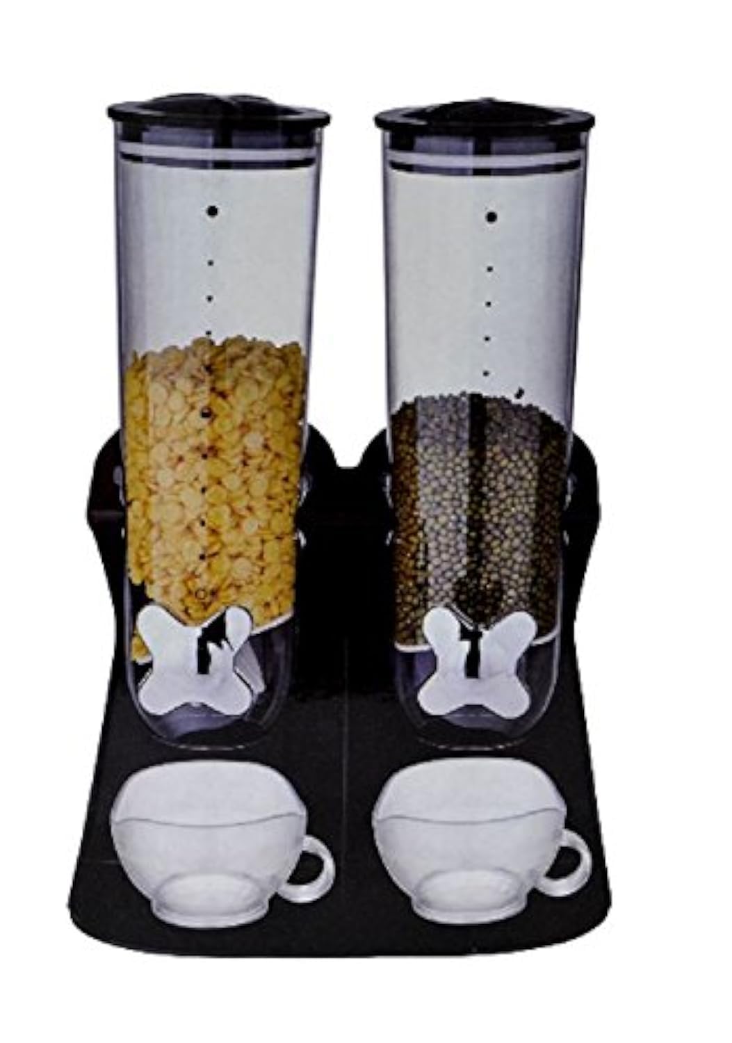 SHINE Dry Food Double Cereal Dispenser Box Container Machine Oatmeal,nuts Black