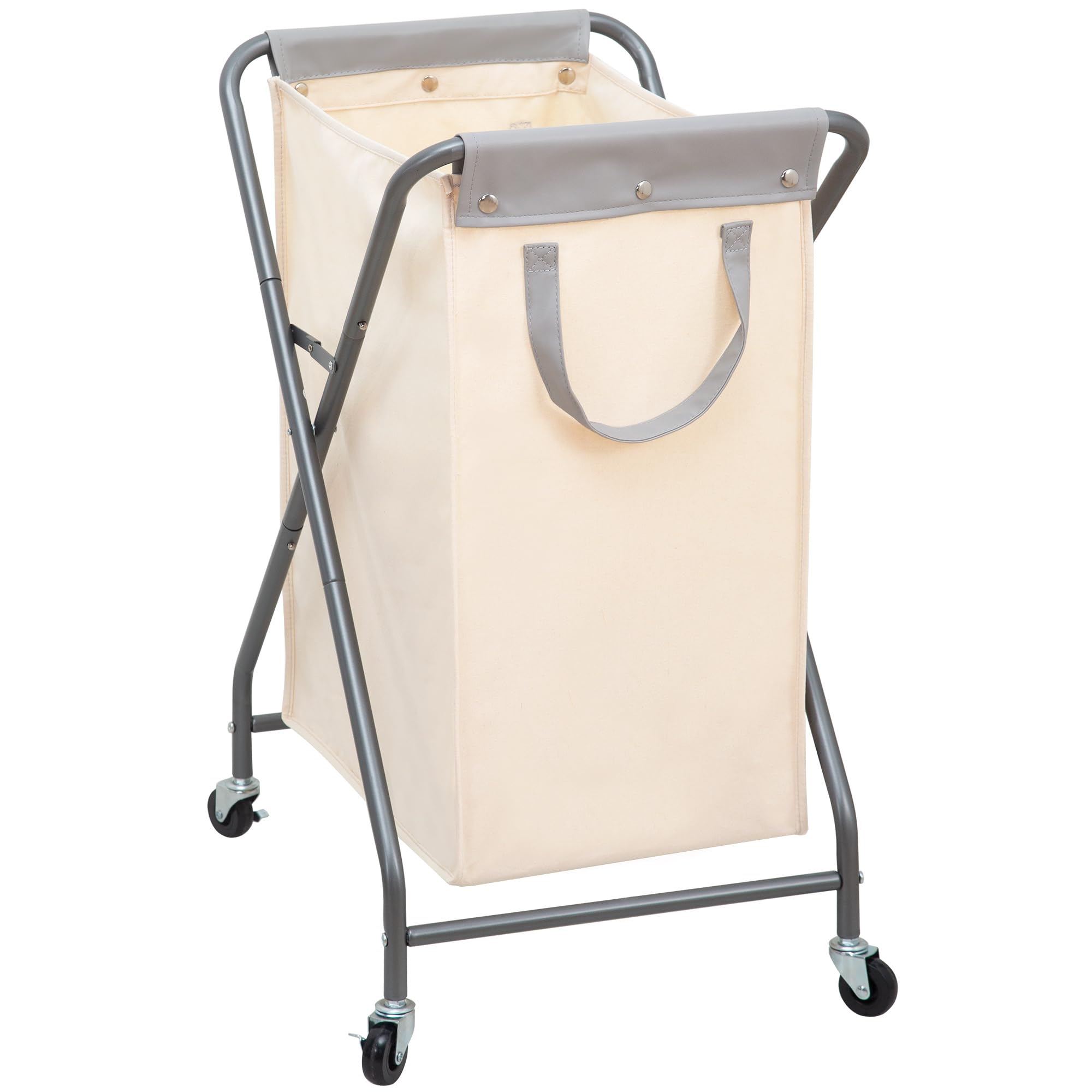 Photo 1 of STORAGE MANIAC Collapsible Laundry Hamper with Wheels, Rolling Laundry Basket, Heavy Duty Laundry Sorter with Removable, Folding X Frame Laundry Organizer Cart for Easy to Store, 1 Section