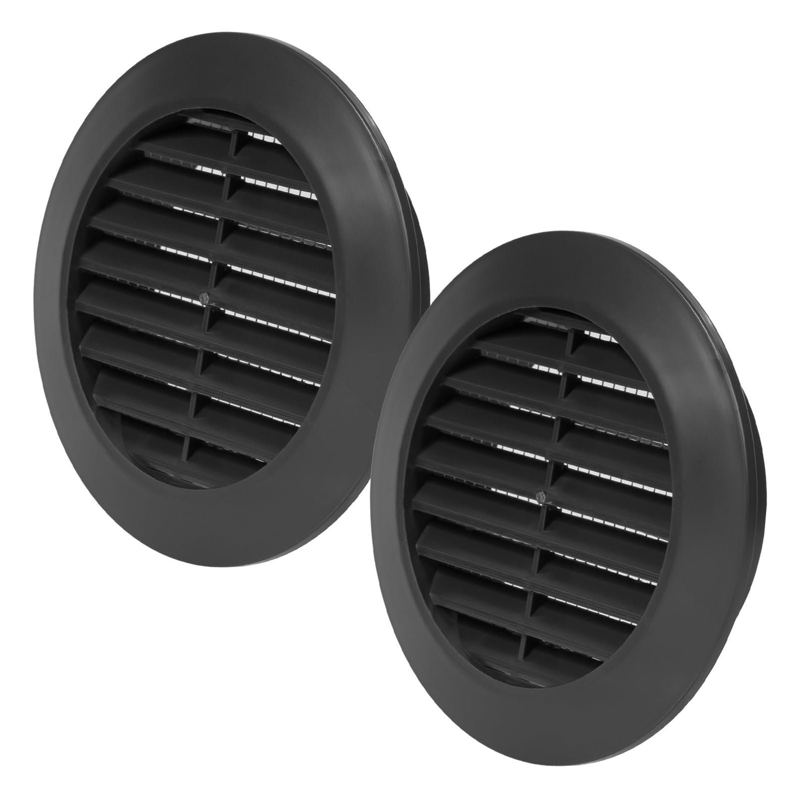 Vent Systems 70 mm / 3" Inch Black Plastic Door Vent Cover – 2 Pack – Easy-to-Install Round Airflow Grille for Interior Use – Durable Louvered Ventilation Grill for Kitchen, Bathroom, Garage Doors