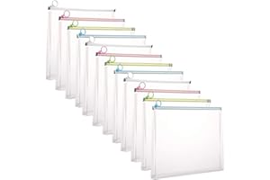 YESSART 9x12 Clear Zip Plastic Envelopes File Document Paper Holder Pack of 12