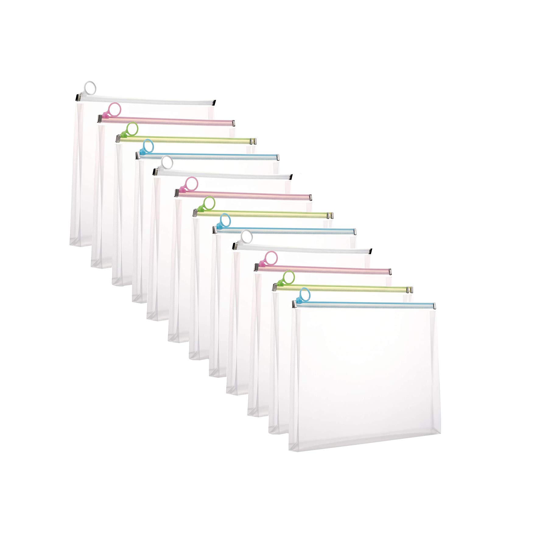 YOAVIP 9x12 A4 Clear Zip Plastic Wallet Envelopes File Document Paper Holder Pack of 12