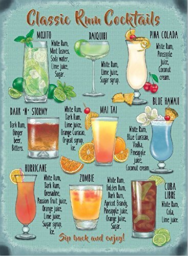 New 15x20cm Classic Rum Cocktail recipe metal advertising wall sign