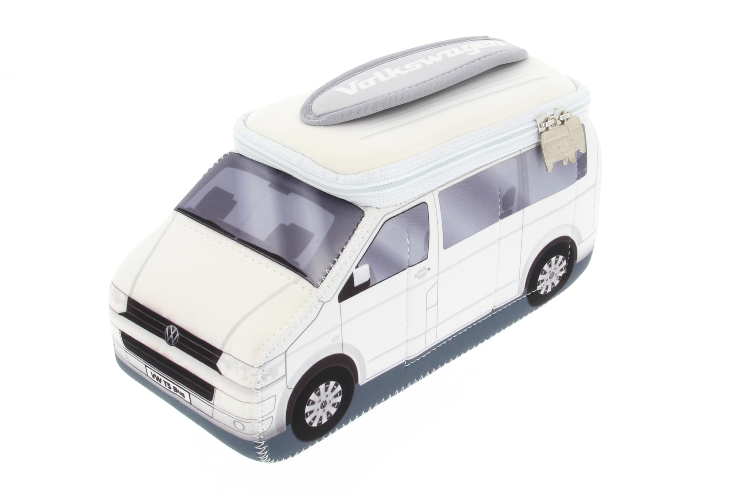 BRISA VW Collection - Volkswagen Neoprene Universal Makeup Cosmetics Toiletry Travel Pharmacy Bag in T5 Bus Design (White/Large)