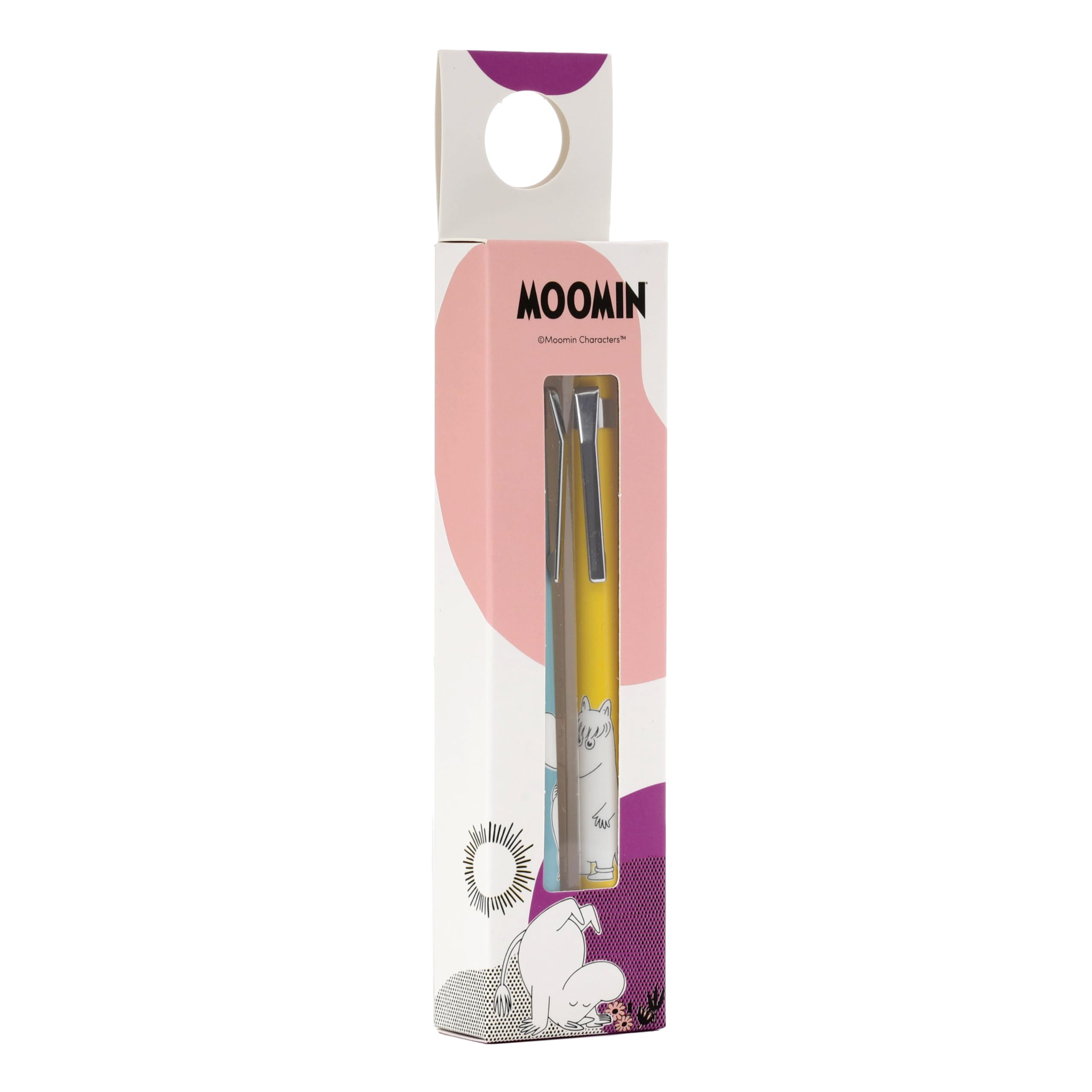 Puckator Moomin Pen Twin Set - Pen Stationary Set - Cool Fancy Pack of Pens Black For Office Writing College - Uni Essentials - Back to School Supplies - Non Smudge