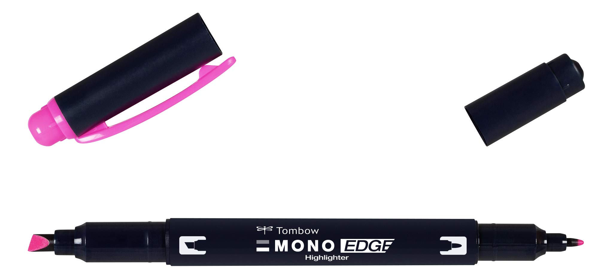 Tombow MONO edge highlighter with two tips, pink, chisel tip and fineliner tip, quick-drying, environmentally friendly design [WA-TC90]