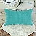 CaliTime Cozy Pillow Cover Case for Couch Sofa Bed Comfortable Supersoft Corduroy Corn Striped Both Sides 12 X 20 Inches Turquoise